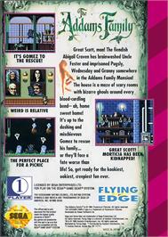 Box back cover for Addams Family, The on the Sega Game Gear.
