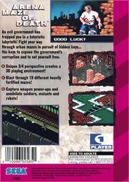 Box back cover for Arena on the Sega Game Gear.