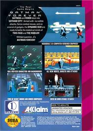 Box back cover for Batman Forever on the Sega Game Gear.