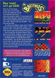 Box back cover for Battletoads on the Sega Game Gear.