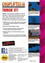 Box back cover for Choplifter 3 on the Sega Game Gear.