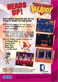 Box back cover for Dynamite Headdy on the Sega Game Gear.