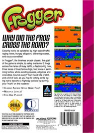 Box back cover for Frogger on the Sega Game Gear.
