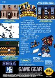 Box back cover for Incredible Crash Dummies, The on the Sega Game Gear.