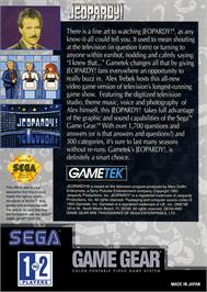 Box back cover for Jeopardy! on the Sega Game Gear.