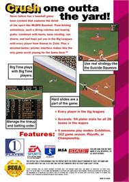 Box back cover for Mlbpa Baseball on the Sega Game Gear.