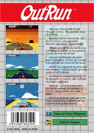 Box back cover for Outrun on the Sega Game Gear.