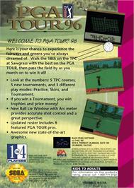 Box back cover for Pga Tour 96 on the Sega Game Gear.