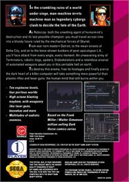 Box back cover for Robocop Versus The Terminator on the Sega Game Gear.
