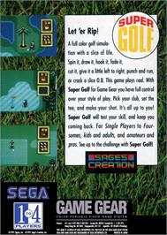 Box back cover for Super Golf on the Sega Game Gear.