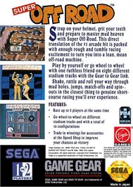Box back cover for Super Off Road on the Sega Game Gear.