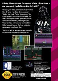 Box back cover for Super Star Wars - Return Of The Jedi on the Sega Game Gear.