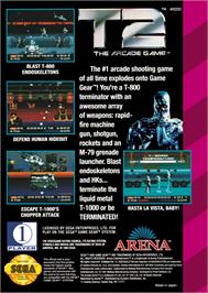 Box back cover for T2 - The Arcade Game on the Sega Game Gear.