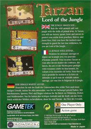 Box back cover for Tarzan - Lord Of The Jungle on the Sega Game Gear.