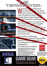 Box back cover for Terminator, The on the Sega Game Gear.
