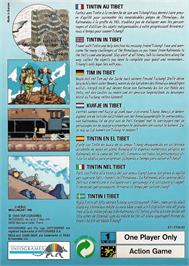 Box back cover for Tintin Au Tibet on the Sega Game Gear.