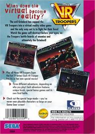 Box back cover for VR Troopers on the Sega Game Gear.