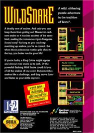 Box back cover for Wild Snake on the Sega Game Gear.