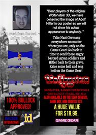 Box back cover for Wolfenstein on the Sega Game Gear.