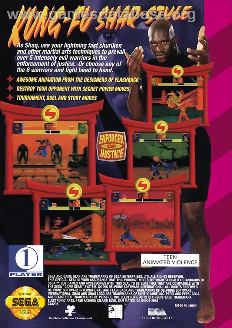 Shaq Fu - Sega Game Gear - Artwork - Box Back