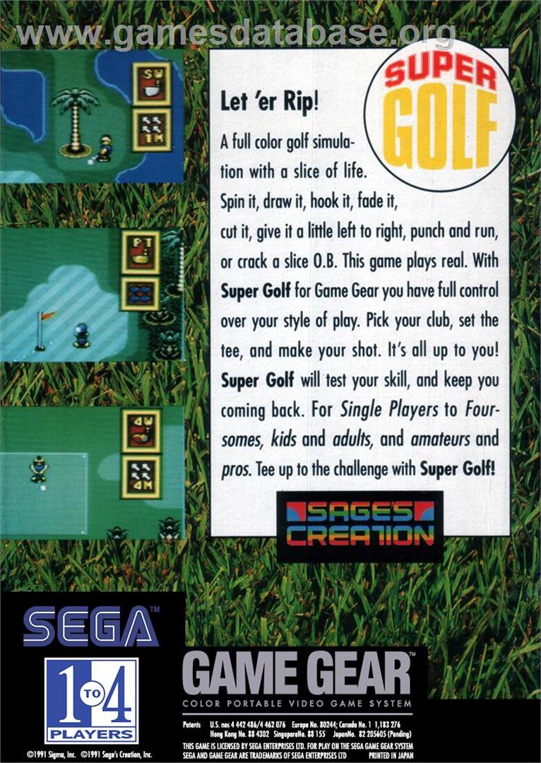 Super Golf - Sega Game Gear - Artwork - Box Back