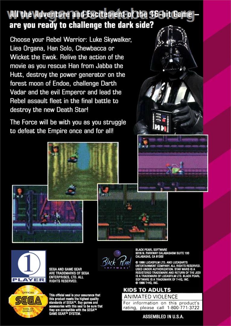 Super Star Wars - Return Of The Jedi - Sega Game Gear - Artwork - Box Back