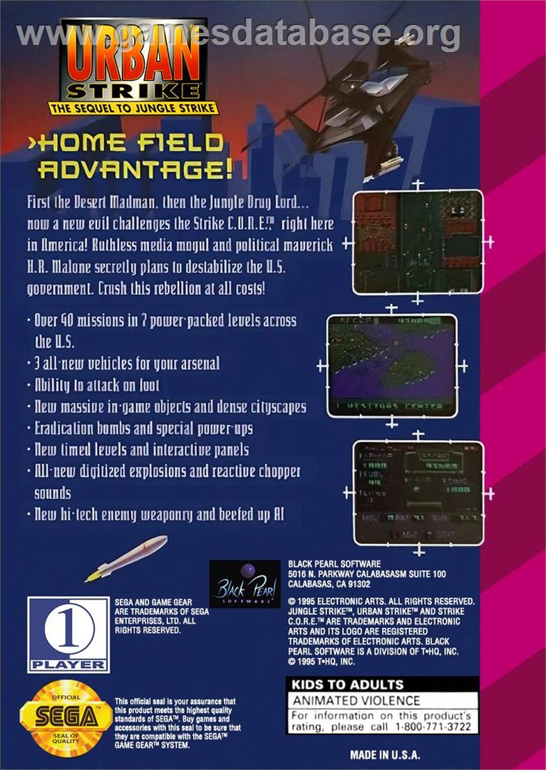Urban Strike - Sega Game Gear - Artwork - Box Back