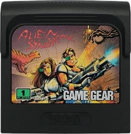 Cartridge artwork for Alien Syndrome on the Sega Game Gear.