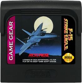 Cartridge artwork for F-15 Strike Eagle on the Sega Game Gear.