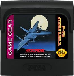 Cartridge artwork for F-15 Strike Eagle on the Sega Game Gear.