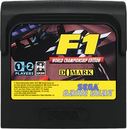 Cartridge artwork for F1 - World Championship Edition on the Sega Game Gear.
