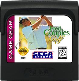 Cartridge artwork for Fred Couples Golf on the Sega Game Gear.
