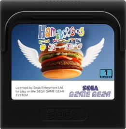 Cartridge artwork for Hamburgers En Route to Switzerland on the Sega Game Gear.