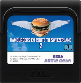 Cartridge artwork for Hamburgers en Route to Switzerland 2 on the Sega Game Gear.