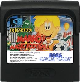 Cartridge artwork for Marko's Magic Football on the Sega Game Gear.