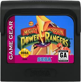 Cartridge artwork for Mighty Morphin Power Rangers on the Sega Game Gear.