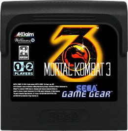 Cartridge artwork for Mortal Kombat 3 on the Sega Game Gear.