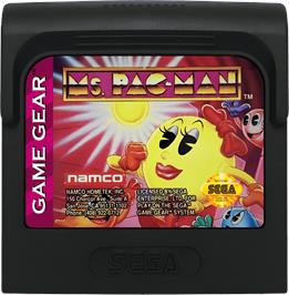 Cartridge artwork for Ms. Pac-man on the Sega Game Gear.