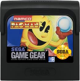 Cartridge artwork for Pac-man on the Sega Game Gear.