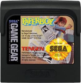 Cartridge artwork for Paperboy on the Sega Game Gear.