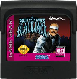Cartridge artwork for Poker Face Paul's Blackjack on the Sega Game Gear.