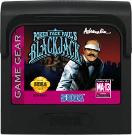 Cartridge artwork for Poker Faced Paul's Blackjack on the Sega Game Gear.