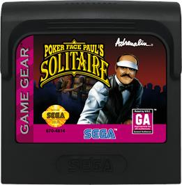 Cartridge artwork for Poker Faced Paul's Solitaire on the Sega Game Gear.