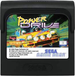 Cartridge artwork for Power Drive on the Sega Game Gear.