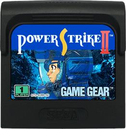Cartridge artwork for Power Strike 2 on the Sega Game Gear.