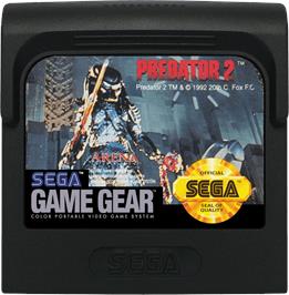 Cartridge artwork for Predator 2 on the Sega Game Gear.