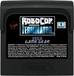 Cartridge artwork for Robocop Versus The Terminator on the Sega Game Gear.
