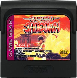 Cartridge artwork for Samurai Shodown / Samurai Spirits on the Sega Game Gear.