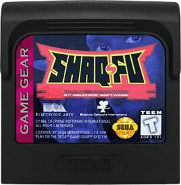 Cartridge artwork for Shaq Fu on the Sega Game Gear.