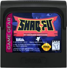 Cartridge artwork for Shaq Fu on the Sega Game Gear.